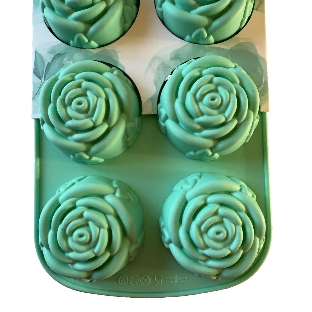 CWC Silicone Rose Flower Mold for Handmade Soap Jelly Chocolate Cakes Set of 2